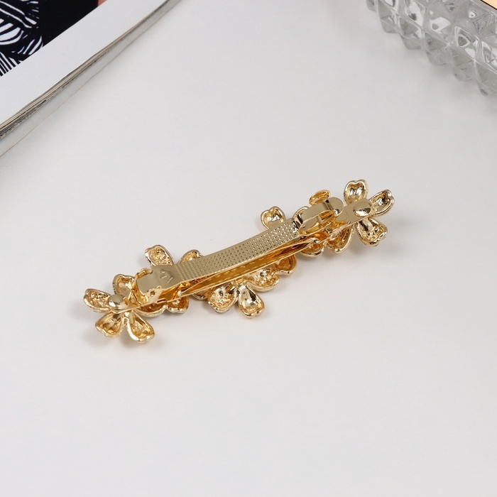 Заколка-автомат для волос Заколка-автомат для волос "Олвен" цветы, 6,5 см, золото