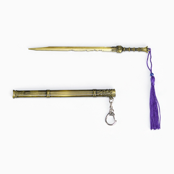 Сувенирное оружие подвесное мини Сувенирное оружие подвесное мини "Меч в стиле аниме", брелок, 20 см, золотой с фиолетовым