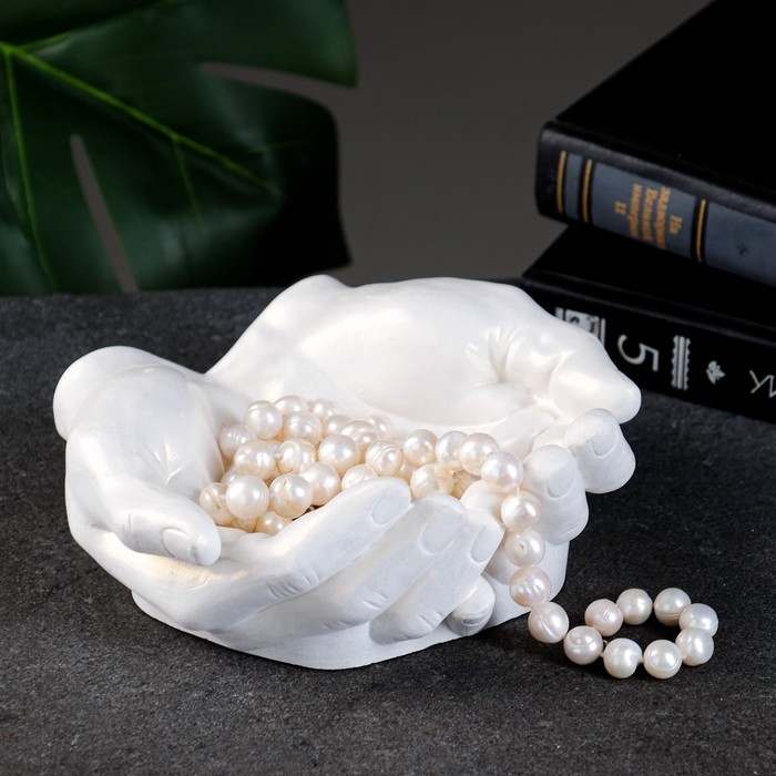 Конфетница  Конфетница "Ладони" перламутр, 15х16х7см