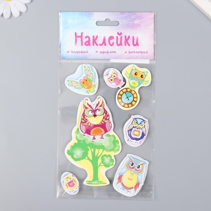 Наклейка картон 2 слоя Наклейка картон 2 слоя "Филины в лесу" 17х12 см