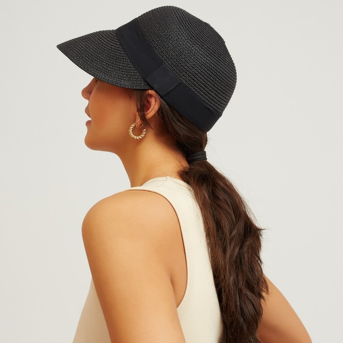 Кепка женская плетёная MINAKU цвет чёрный, р-р 58 Кепка женская плетёная MINAKU цвет чёрный, р-р 58