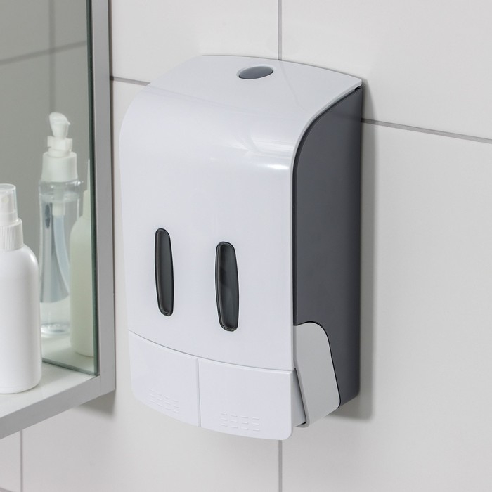 Диспенсер для антисептика или жидкого мыла механический, двойной, 1000 мл, пластик Диспенсер для антисептика или жидкого мыла механический, двойной, 1000 мл, пластик