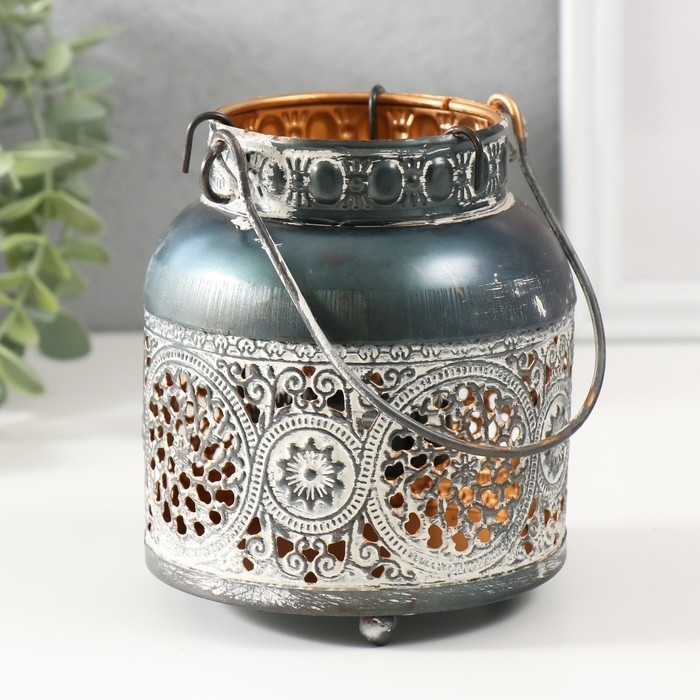 Подсвечник металл на 1 свечу Подсвечник металл на 1 свечу "Восточное цветение" d=3,7 см 11,5х11,5х13 см