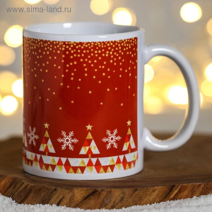 Кружка новогодняя, сублимация Кружка новогодняя, сублимация "С Новым Годом!" снежинки