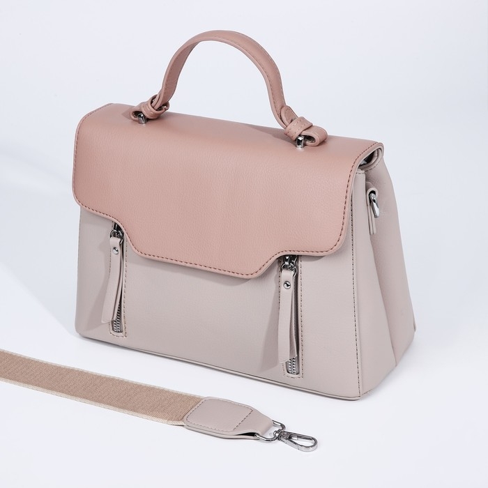 Сумка-мессенджер на магнитах, наружный карман, длинный ремень, цвет бежевый Сумка-мессенджер на магнитах, наружный карман, длинный ремень, цвет бежевый