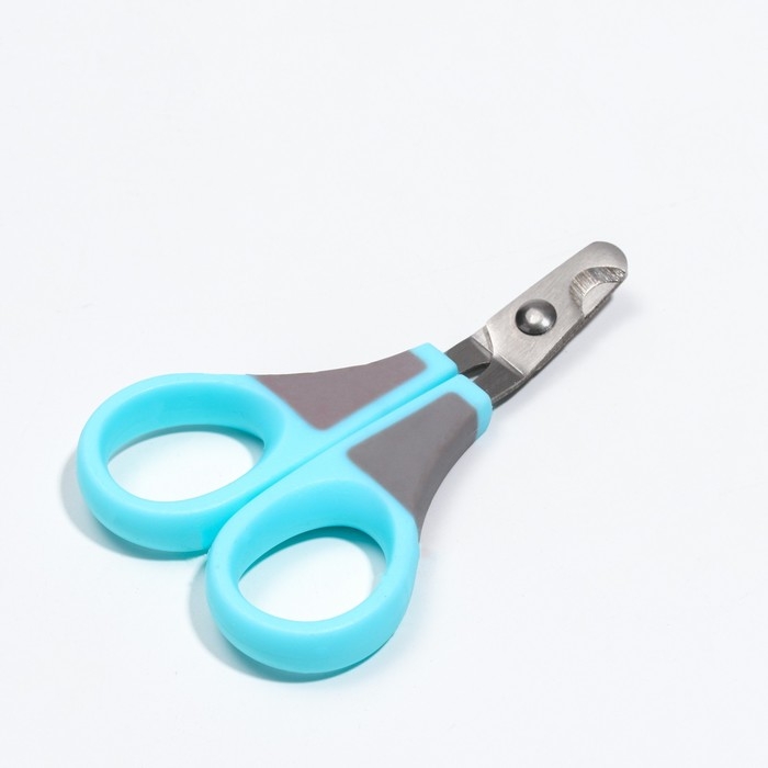 Ножницы-когтерезы изогнутые, отверстие 7 мм, голубые с серым Ножницы-когтерезы изогнутые, отверстие 7 мм, голубые с серым