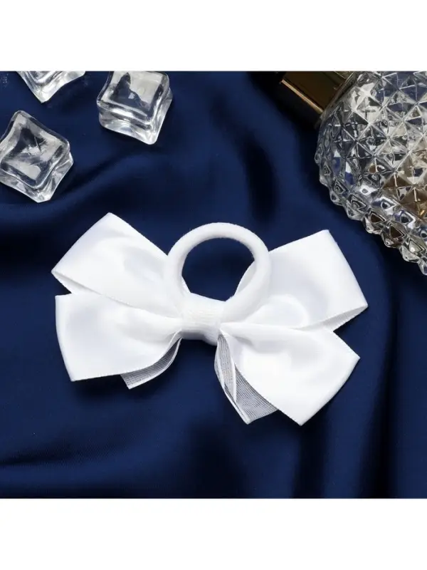 Бант для волос на резинке &laquo;Школьница&raquo;, блеск галант, 8&times;4 см, белый