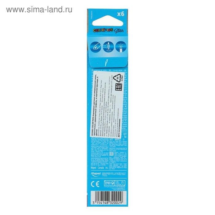 Карандаши трёхгранные, 6 цветов, Maped Color Peps Карандаши трёхгранные, 6 цветов, Maped Color Peps