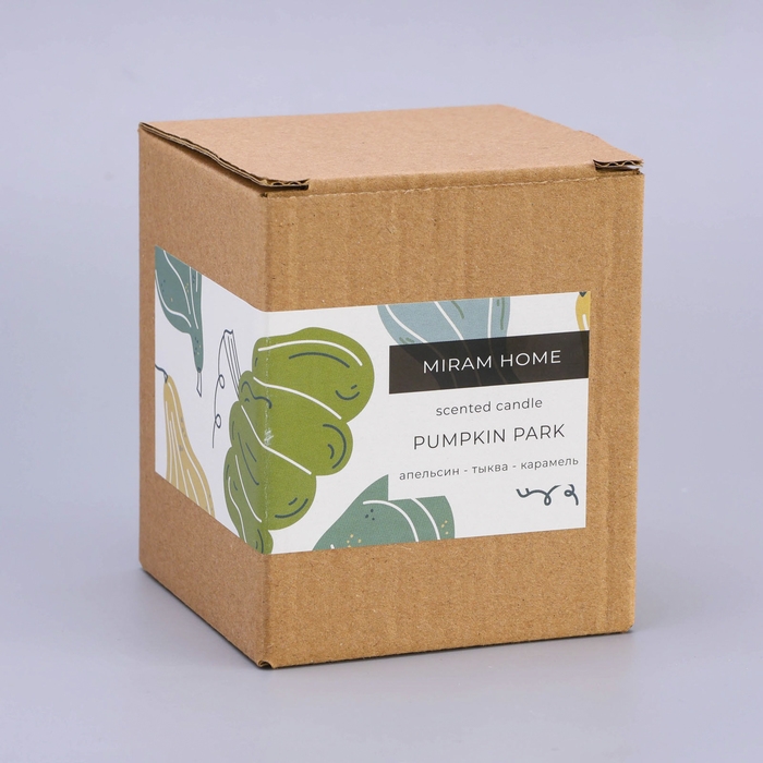 Свеча ароматическая в стекле  Свеча ароматическая в стекле "PUMPKIN PARK", тыква в карамели и апельсин, 200 г