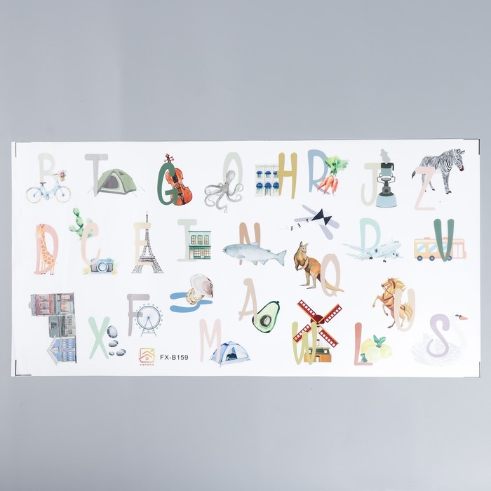 Наклейка пластик интерьерная цветная Наклейка пластик интерьерная цветная "Английский алфавит в картинках" 30х60 см