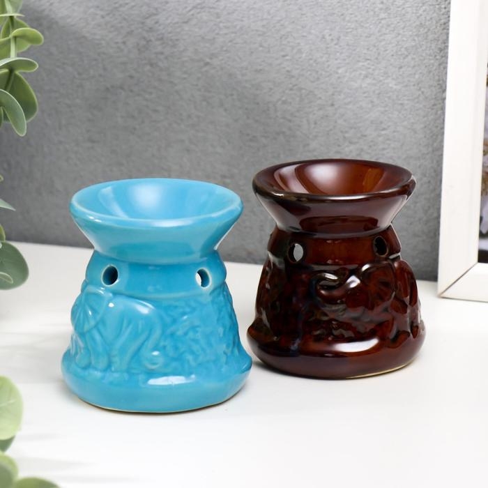 Аромалампа керамика Аромалампа керамика "Слоны идут на водопой" МИКС 6,8х6х6 см