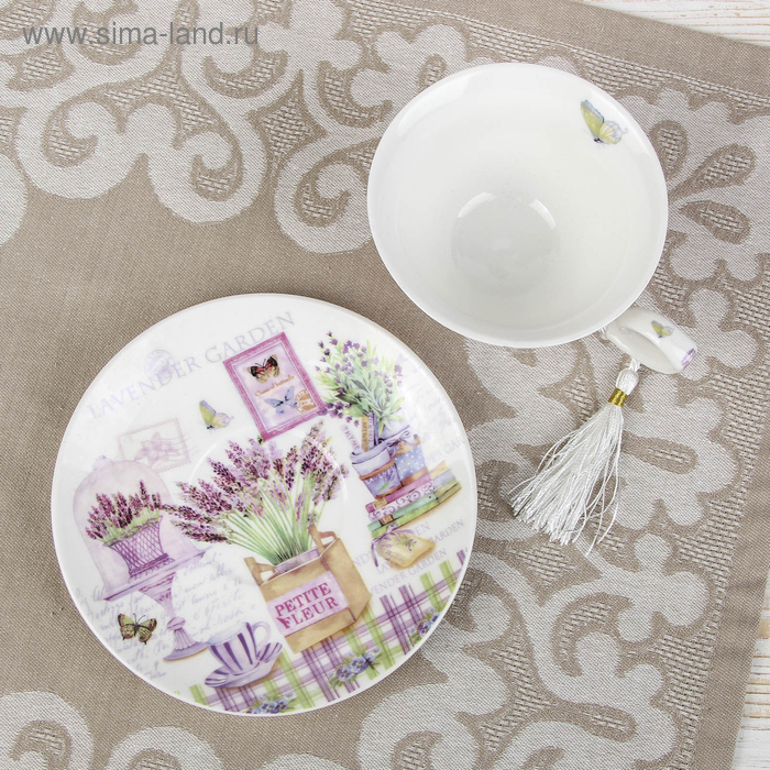 Чайная пара керамическая «Лавандовое поле», 2 предмета: чашка 220 мл, блюдце d=15 см Чайная пара керамическая «Лавандовое поле», 2 предмета: чашка 220 мл, блюдце d=15 см