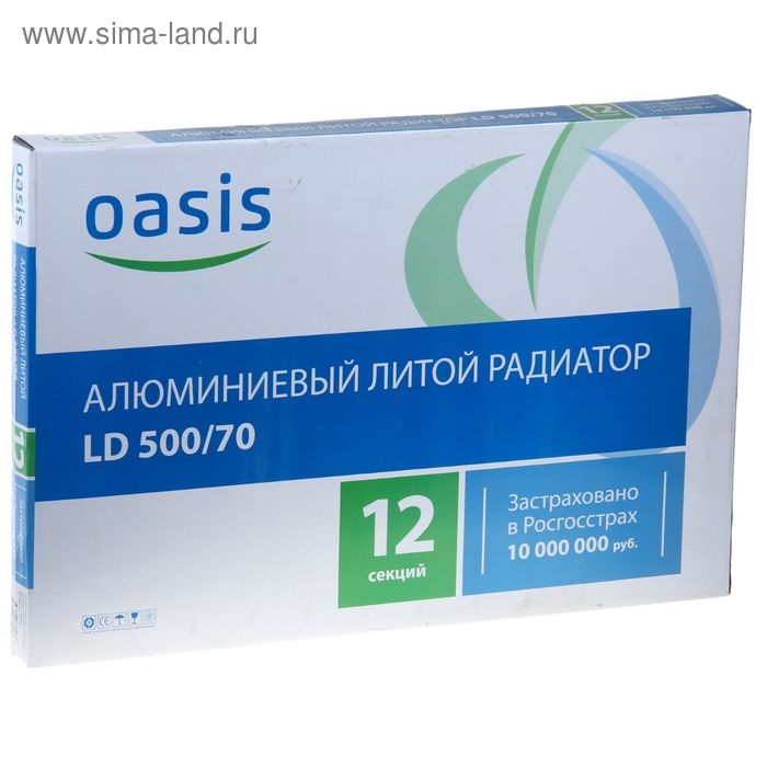 Радиатор алюминиевый Oasis, 500 х 70 мм, 12 секций Радиатор алюминиевый Oasis, 500 х 70 мм, 12 секций