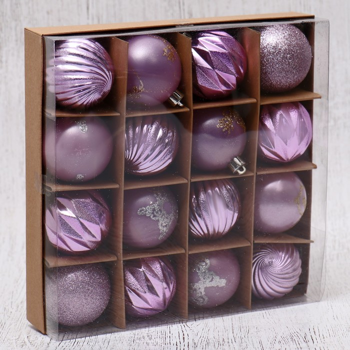 Набор шаров пластик d-6 см, 16 шт Набор шаров пластик d-6 см, 16 шт "Патрис полоски"