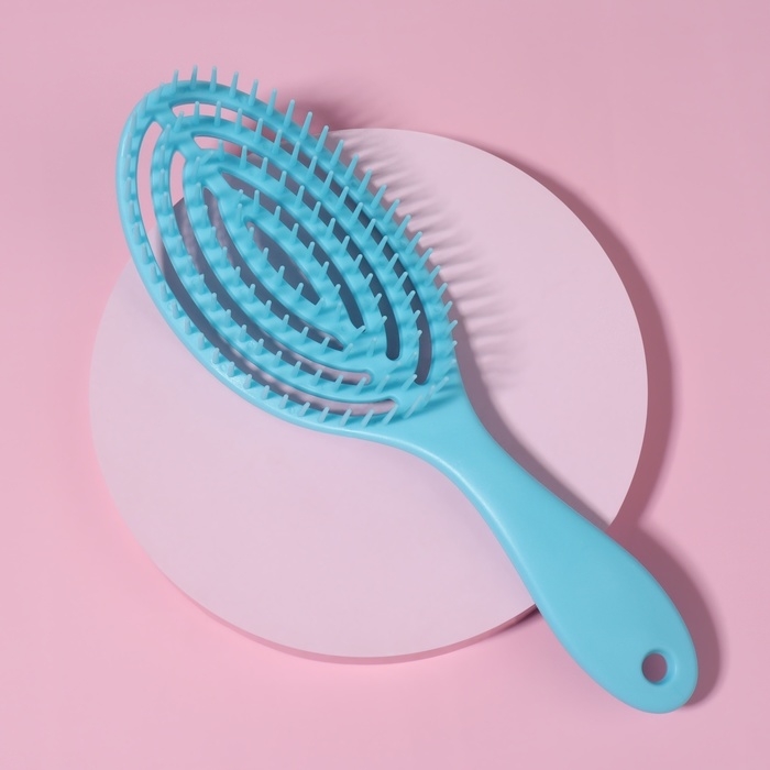 Расчёска массажная, для сушки волос, 7,5 × 23,5 см, цвет голубой Расчёска массажная, для сушки волос, 7,5 × 23,5 см, цвет голубой
