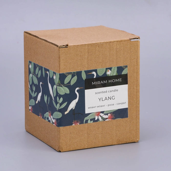 Свеча ароматическая в стекле  Свеча ароматическая в стекле "YLANG", иланг-иланг, роза и сандал, 200 г