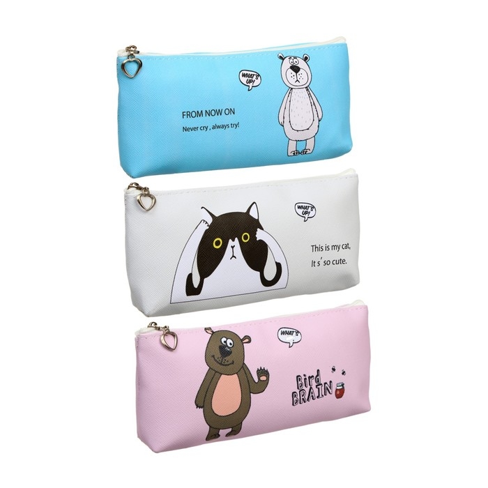 Пенал школьный на молнии Пенал школьный на молнии "Зверушки", МИКС