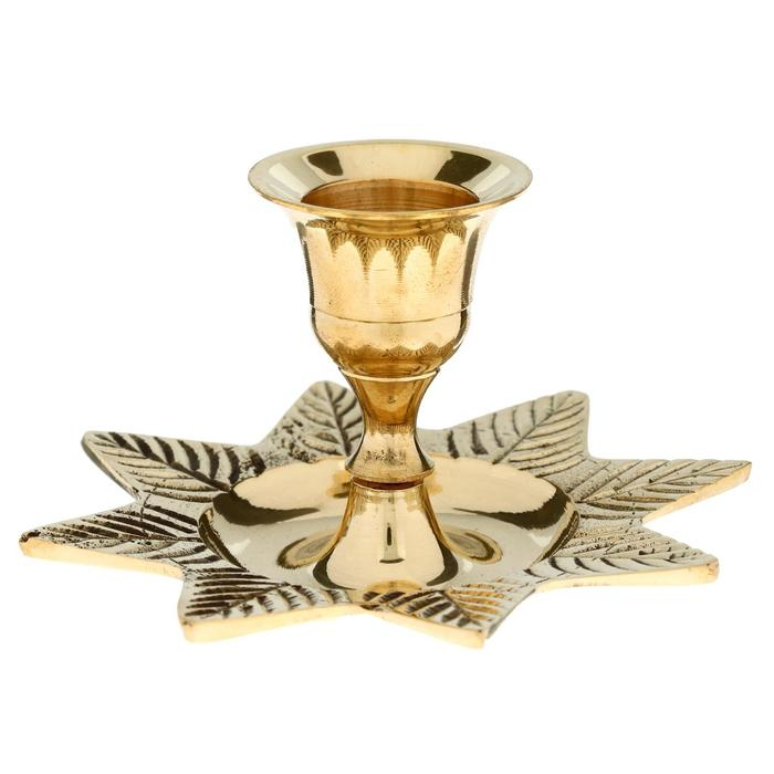 Подсвечник "Листок" на 1 свечу, латунь 9,5х9,5х6 см