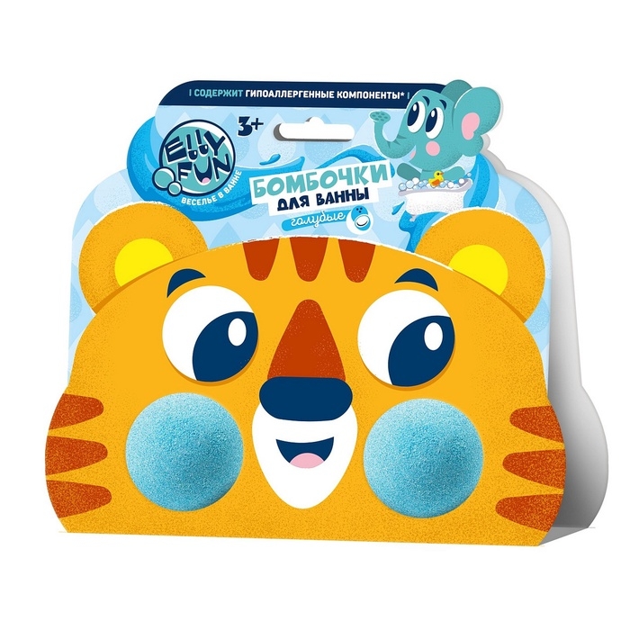 Бомбочки для ванны Бомбочки для ванны "ELLYFUN" "Зверюшки" "Тигренок обечайка", цв. Голубой EF013