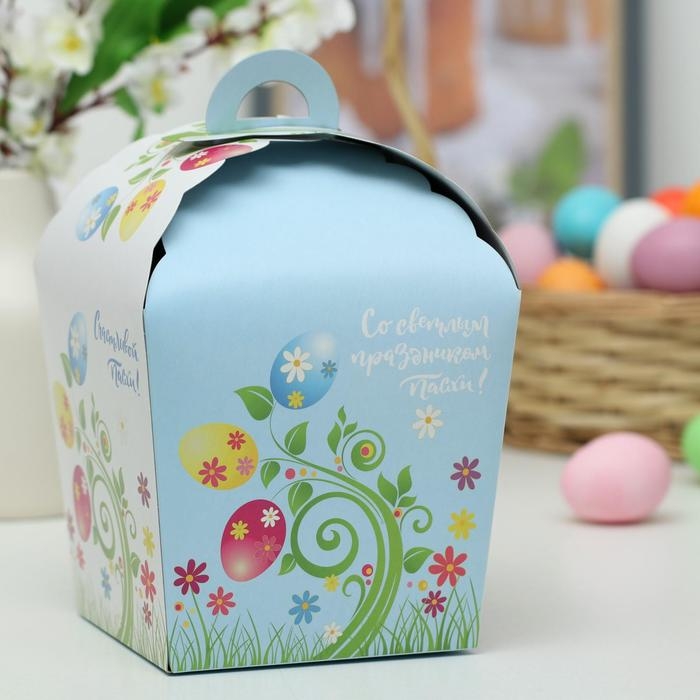 Пасхальная коробочка  Пасхальная коробочка "Счастливой Пасхи!", пасхальные яйца на веточке, 17 х 17 х 26 см