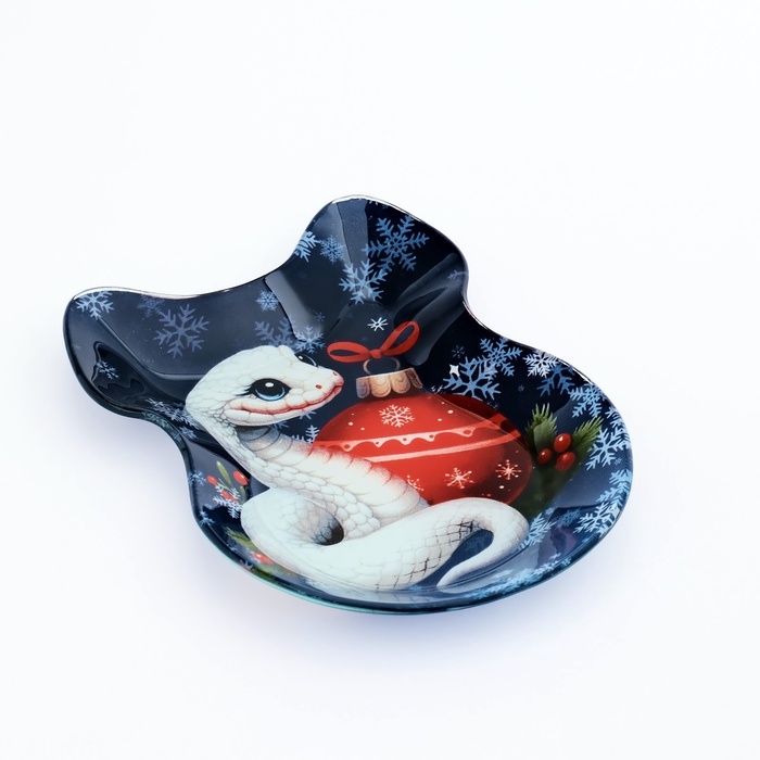 Тарелка новогодняя стеклянная в форме банта «Все сбудется», 13,5 х 18 см Тарелка новогодняя стеклянная в форме банта «Все сбудется», 13,5 х 18 см