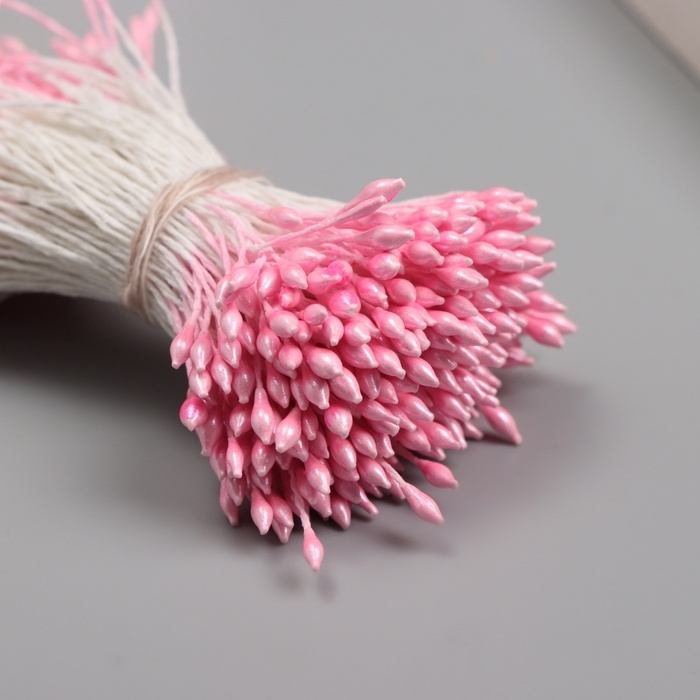 Тычинки для искусственных цветов глянец "Рисинки" розовый  набор 360 шт длина 6 см