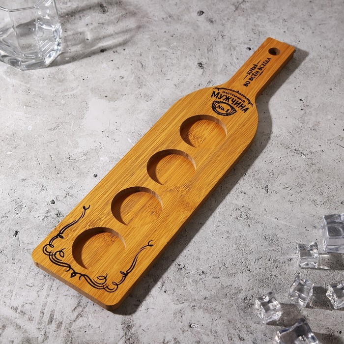 Доска сервировочная для подачи шотов, дерево «Настоящий мужчина», 9.8х39.3 см Доска сервировочная для подачи шотов, дерево «Настоящий мужчина», 9.8х39.3 см