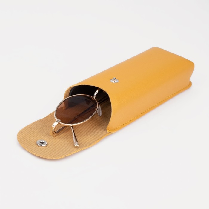 Футляр для очков на кнопке, длина 16 см, цвет жёлтый Футляр для очков на кнопке, длина 16 см, цвет жёлтый