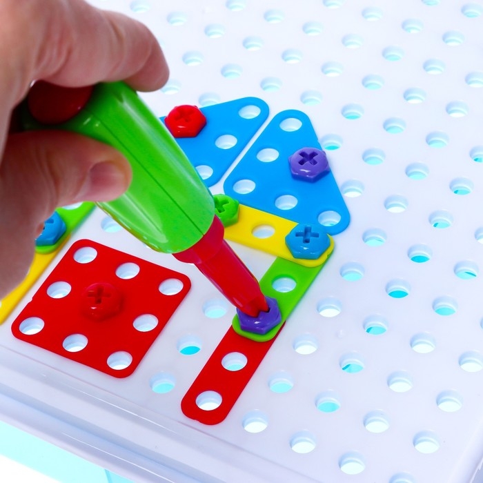 Конструктор «Болтовая мозаика: Фантазии», с отвёрткой и основанием, 180 деталей Конструктор «Болтовая мозаика: Фантазии», с отвёрткой и основанием, 180 деталей