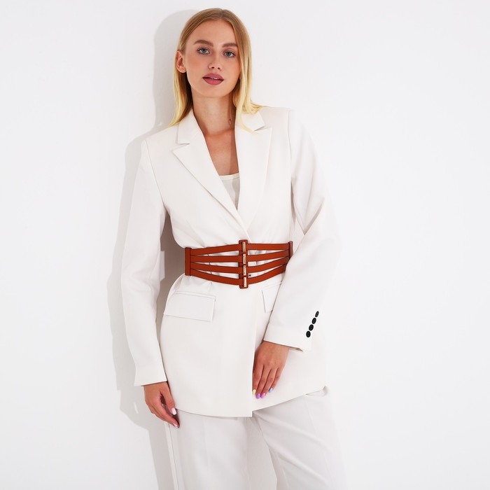 Ремень женский, ширина 11 см, на резинке, на кнопках, цвет рыжий Ремень женский, ширина 11 см, на резинке, на кнопках, цвет рыжий