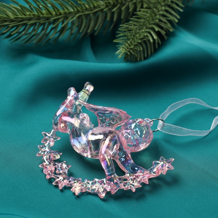 Украшение ёлочное Украшение ёлочное "Ангел на звездах " 7х8 см, сиреневый перелив