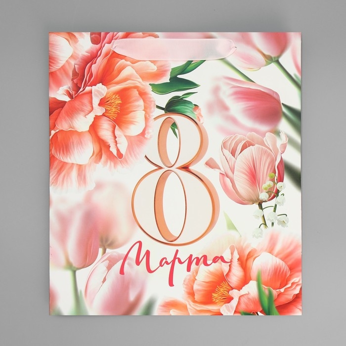 Пакет подарочный ламинированный, упаковка, «С 8 марта», цветы, ML 23 х 27 х 11.5 см Пакет подарочный ламинированный, упаковка, «С 8 марта», цветы, ML 23 х 27 х 11.5 см