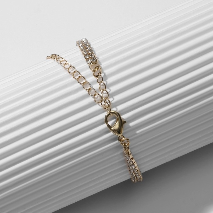 Браслет со стразами «Циркон» изыск, круг, цвет белый в розовом золоте, L=15см Браслет со стразами «Циркон» изыск, круг, цвет белый в розовом золоте, L=15см