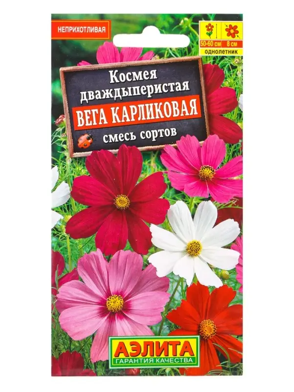 Семена цветов Космея Вега карликовая, смесь сортов , Ц/П,0,3 г Семена цветов Космея Вега карликовая, смесь сортов , Ц/П,0,3 г