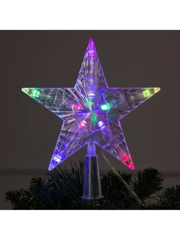 Светодиодная верхушка на ёлку &laquo;Звезда белая&raquo;, 16 см, 10 LED, 220 В, свечение мульти