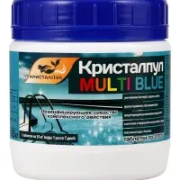 Средство дезинфицирующее Кристалпул MULTI BLUE 5 в 1 для бассейнов, таблетки 200 г, банка 0.6 кг