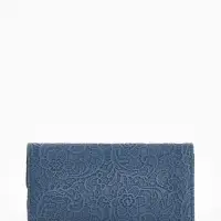 Кошелёк женский на магните, 19.5&times;2.5&times;9 см, с цветочным узором, тёмно-синий