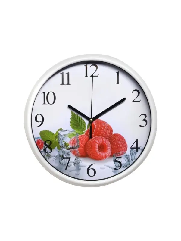 Часы настенные, серия: Кухня, &laquo;Малина&raquo;, дискретный ход, d=24.5 см, белые