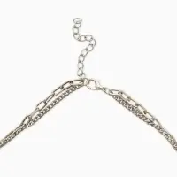 Колье "Жемчуг" борокко, цепь, удлиненное, 2 яруса, цвет белый в серебре