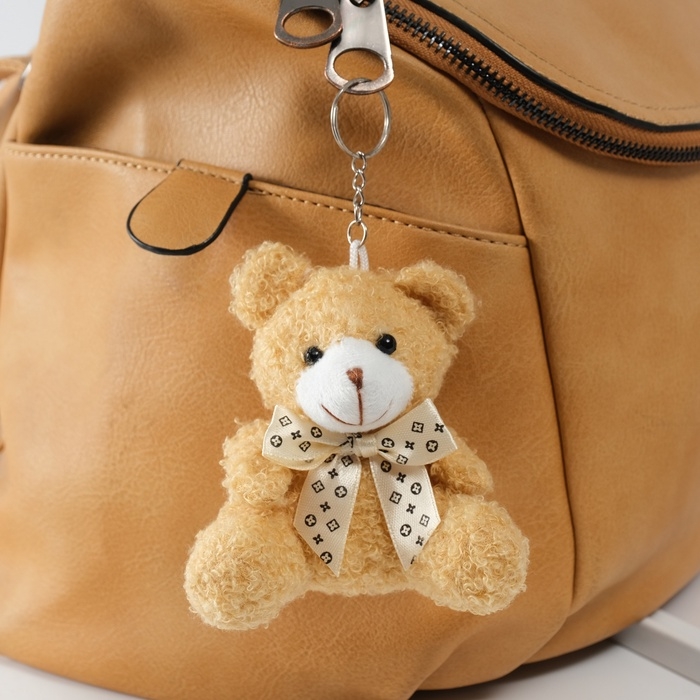 Брелок текстиль Брелок текстиль "Мишка с бежевым бантиком" 9х6х9,5 см