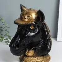 Копилка "Конь в кепке" 26х14,5х21,5 см, чёрный с золотом