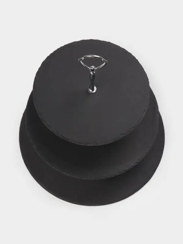 Этажёрка для фруктов и десертов Magistro Valley, 3 яруса, d=30/25/20&times;33 см, сланец, чёрная