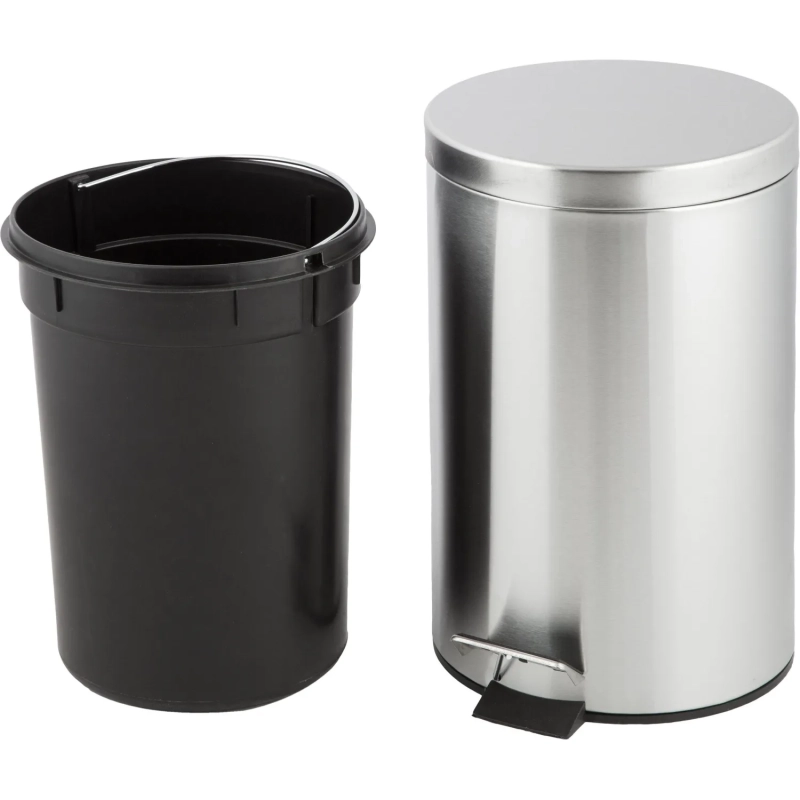 Ведро мусорное с педалью 12 л, матовое, нержавеющая сталь
