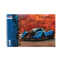 Альбом для рисования BLUEsupercar А4, 32 листа, на гребне, плотность листов 100 г/м&sup2;, обложка из мелованного картона, МИКС