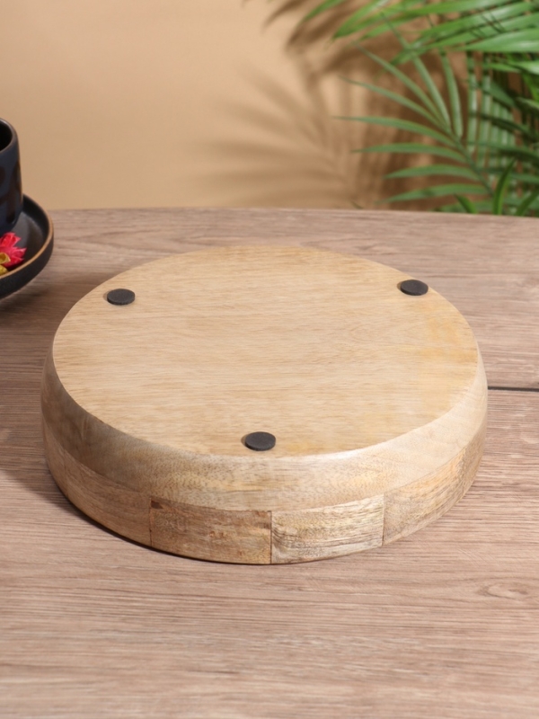 Блюдо Блюдо "Желтые и синие цветы" дерево манго 25,5х25,5х6 см