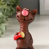 Сувенир Кот с колбасой, микс 10х5,3х3,5см