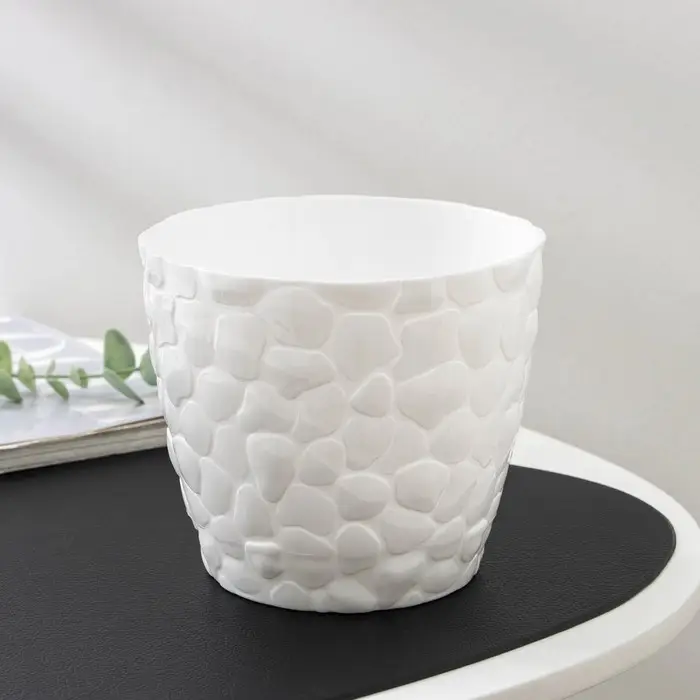 Горшок с поддоном «Камни», 1,4 л, белый Горшок с поддоном «Камни», 1,4 л, белый