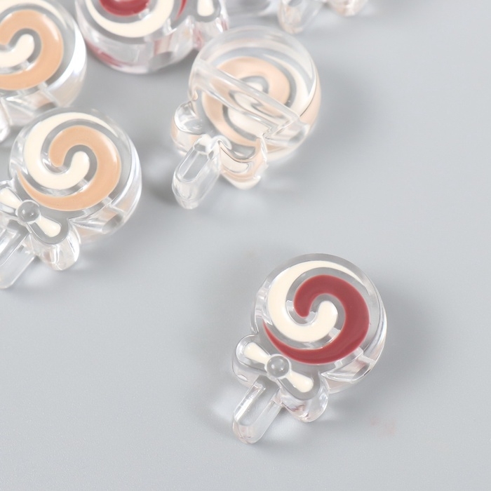 Набор бусин пластик "Кофейный аромат, Леденец на палочке" глянец набор 6 шт 1,8х2,8х0,9 см Набор бусин пластик "Кофейный аромат, Леденец на палочке" глянец набор 6 шт 1,8х2,8х0,9 см