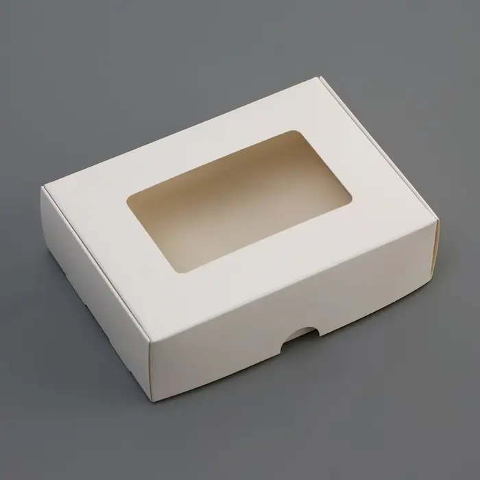 Коробка складная, с окном, белый, 14×10×4 см