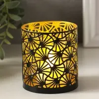 Подсвечник "Цилиндр №4" металл 7,5х7,5х8 см, черный с золотом